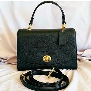 New Black Tilly top handle coach bag